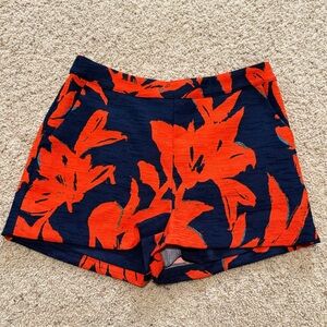 Lucy Paris Navy and Orange Floral High Waist Shorts Size M